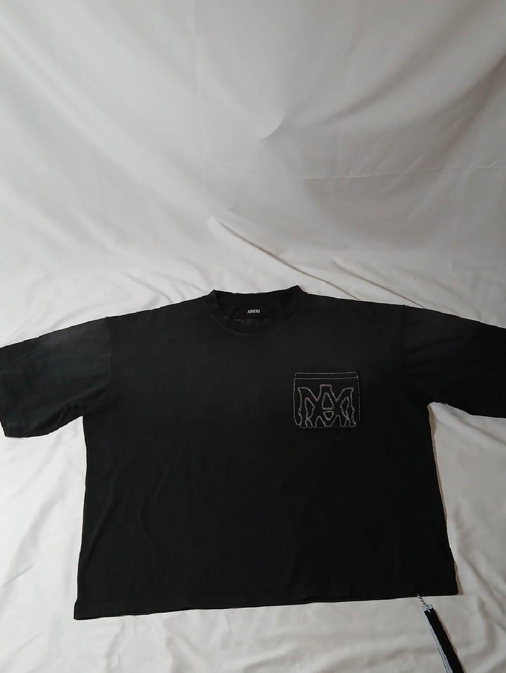 AMIRI Black Short-Sleeve Tee with Embroidered Pocket
